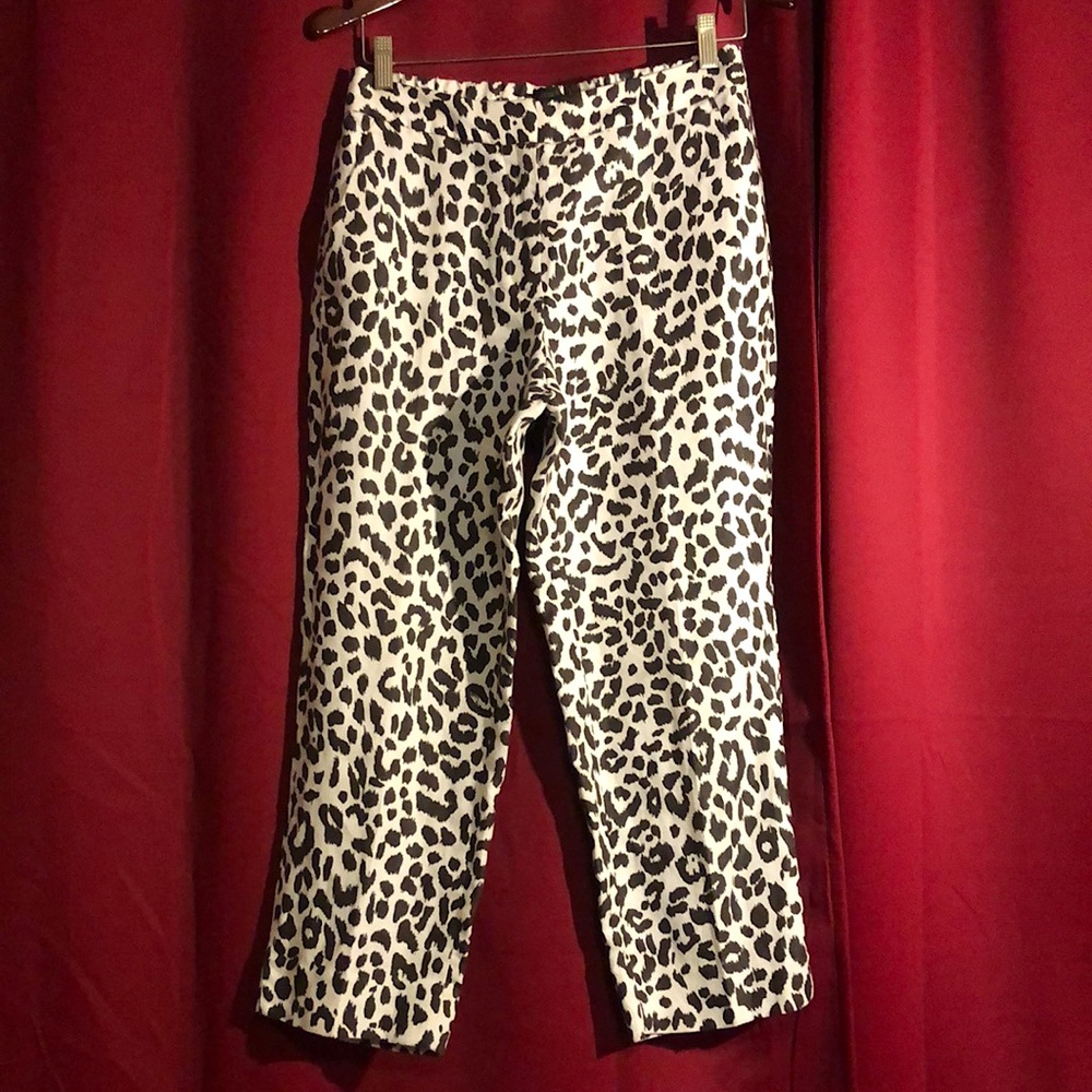 JCrew Leopard Print Linen Blend Easy Pants 8P